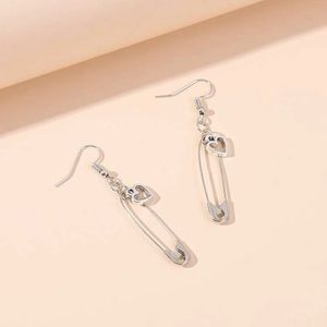 Heart & Safety Pin Drop Earrings